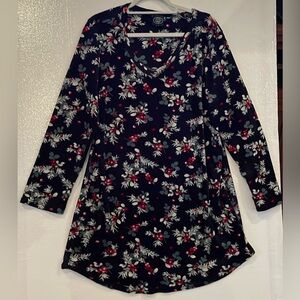 Laura Ashley London V-Neck Velour Floral Dress
